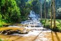Pha Charoen Waterfall,a lovely 97-level stair-stepping waterfall Royalty Free Stock Photo