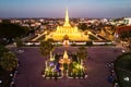 Pha That Luang is a gold-covered large Buddhist stupa and be most important national monument in Laos and a national symbol. Royalty Free Stock Photo