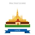 Pha That Luang in Laos vector flat attraction landmarks