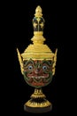 `Pha Rahu` design in Thai traditional actor`s mask or Khon mask with pedestal design high detail