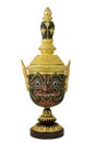 `Pha Rahu` design in Thai traditional actor`s mask or Khon mask with pedestal design high detail