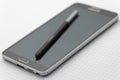 Phablet with selective focus on stylus pen Royalty Free Stock Photo