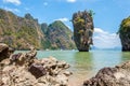 Ko Tapu a landmark large limestone rocks in Phang Nga Bay, James Bond island, Thailand Royalty Free Stock Photo