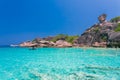 Phang Nga/Thailand - 17.03.2019 Beautiful view with blue sky and clouds on Similan island in high season Royalty Free Stock Photo