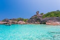 Phang Nga/Thailand - 17.03.2019 Beautiful view with blue sky and clouds on Similan island in high season Royalty Free Stock Photo