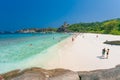 Phang Nga/Thailand - 17.03.2019 Beautiful view with blue sky and clouds on Similan island in high season Royalty Free Stock Photo