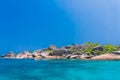 Phang Nga/Thailand - 17.03.2019 Beautiful view with blue sky and clouds on Similan island in high season Royalty Free Stock Photo