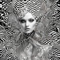 phantasmagoric op art fashion model, contemporary intricate art