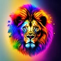 Phantasmal abstract spatter lion head portrait Royalty Free Stock Photo