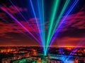 Phantastic red and Blue colored lasershow.Generative AI Royalty Free Stock Photo