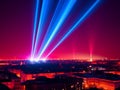 Phantastic red and Blue colored lasershow.Generative AI Royalty Free Stock Photo