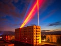 Phantastic red and Blue colored lasershow.Generative AI Royalty Free Stock Photo