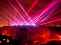 Phantastic red and Red colored lasershow.Generative AI Royalty Free Stock Photo