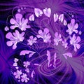 Phantasy purple composition with flower on fractal background