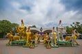 Phanthai Norasing Shrine with fighting cock statues - Samut Sakhon, Thailand