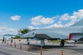 Phantom fighter jet on display at seaside park Royalty Free Stock Photo