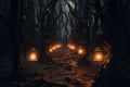 Phantom Forest Lanterns Lanternlit path through Royalty Free Stock Photo