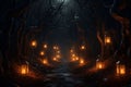 Phantom Forest Lanterns Lanternlit path through Royalty Free Stock Photo