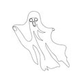 Phantom one line art. Continuous line drawing of halloween theme, autumn mood, horrible, restless soul, fear, ghost Royalty Free Stock Photo