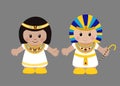 Pharaoh and Cleopatra in ancient Egyptian clothing. Royalty Free Stock Photo