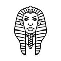 Pharaoh cleopatra, Egyptian woman hand drawn, female hand drawing doodle vector illustration black and white