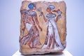 Pharaoh and his wife from 14th century BC on stone egyptian relief