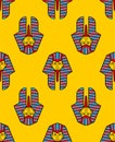 Pharaoh pattern seamless. Face King in ancient Egypt background