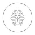 Pharaoh`s golden mask icon in outline style isolated on white background. Ancient Egypt symbol stock vector illustration Royalty Free Stock Photo