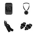 Pharaoh`s symbol, medal and other web icon in black style. hand care, croissant icons in set collection.