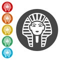 Pharaoh Tutankhamen mask icons set - Illustration