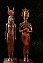 Pharaoh Tutankhamun with the goddess ISIS on a black background. Egyptian history