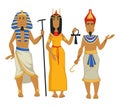 Pharaohs and Cleopatra Egyptian kings and queen isolated male and female characters Royalty Free Stock Photo