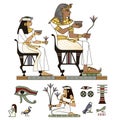 Pharaohs and gods colorful vector.Egypt icons set. Royalty Free Stock Photo