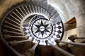 Phare des Baleines, Isle du Re, France - September 18, 2018: Internal spiral staircase of the Lighthouse of the Whales.