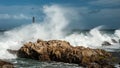 Phare du cap de la Hague, Normandy France on a stormy day in summer Royalty Free Stock Photo