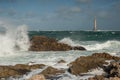 Phare du cap de la Hague, Normandy France on a stormy day in summer Royalty Free Stock Photo