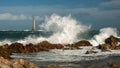 Phare du cap de la Hague, Normandy France on a stormy day in summer Royalty Free Stock Photo