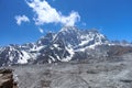 Pharilapche mountain above Ngozumpa glacier in Himalayas Royalty Free Stock Photo