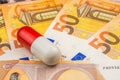 Pharma business investment with new 50 euros as a background