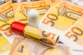 Pharma business investment with new 50 euros as a background