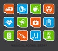 Pharma and Healthcare icons on stickers