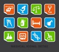 Pharma and Healthcare icons on stickers