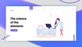 Pharmaceutic or Chemical Laboratory Research, Experiment Landing Page Template. Woman Scientist Character Royalty Free Stock Photo