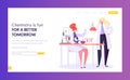 Pharmaceutic Education and Research Concept Landing Page. Scientist Male Character in Glasses at Chemistry Lab. Biotechnology