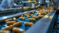 Pharmaceutical Capsules on Production Line in Factory Undergoing Quality Control Process Royalty Free Stock Photo
