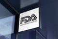 Wall of Pharma company showing on Square sign light board l FDA Registered Facility. approved Royalty Free Stock Photo