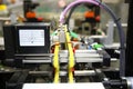 Pharmaceutical industry, medicine pills are filling in the plastic bottle on production line machine conveyor at the Royalty Free Stock Photo