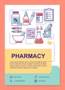 Pharmaceutical industry poster template layout. Drugs production. Banner, booklet, leaflet print design with linear