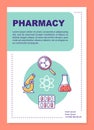 Pharmaceutical industry poster template layout. Drugs production. Banner, booklet, leaflet print design with linear