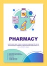 Pharmaceutical industry poster template layout. Drugs production. Banner, booklet, leaflet print design with linear